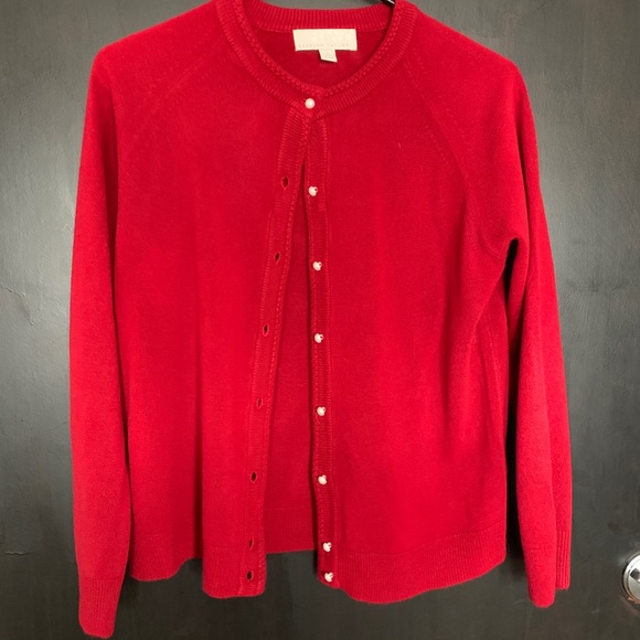 Carolyn Taylor Sweaters Nwot Red Cardigan With Pearl Buttons Poshmark